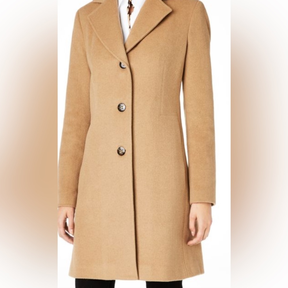 Calvin Klein wool beige coat with satin lining good condition